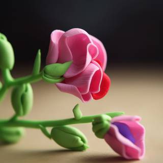Sweet Pea Plasticine Flower Illustration