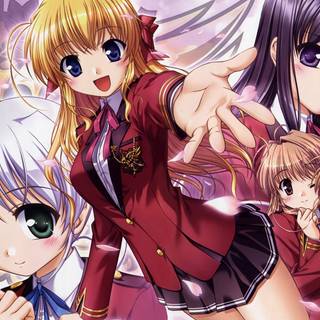 cute school anime girls chromebook & desktop wallpaper