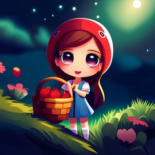 Cute Girl Picking Strawberries