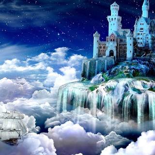 Castle in the fantasy world wallpaper