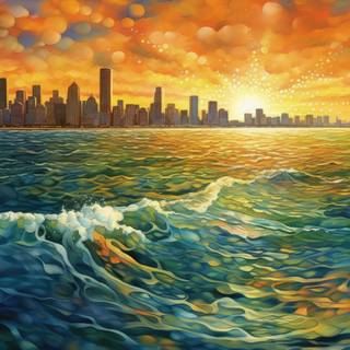 Barcelona Skyline from the Sea