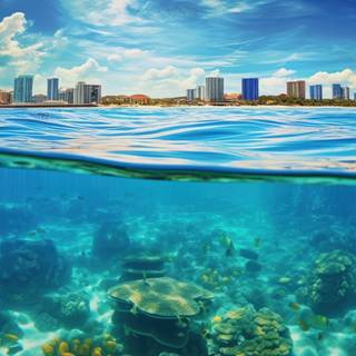 Cancun Skyline from the Sea DIY Diamond Painting Kit