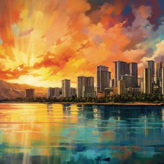 Honolulu Skyline Underwater Diamond Painting
