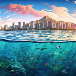 Honolulu Skyline Underwater Diamond Painting