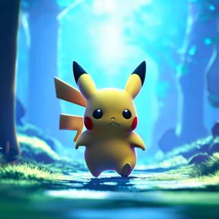 Pikachu in a cyber forest