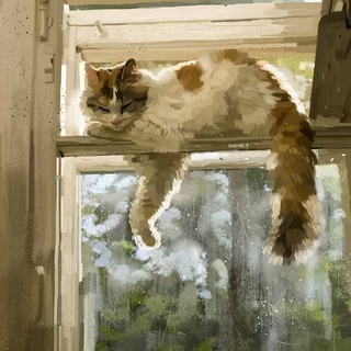 Aesthetic Summer Art Cat