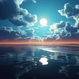 Surreal Ocean Moonlight Artwork