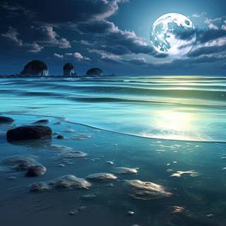 Surreal Ocean Moonlight Artwork