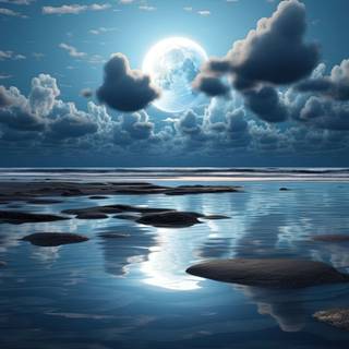 Surreal Ocean Moonlight Artwork