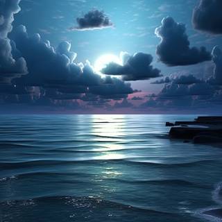 Surreal Ocean Moonlight Artwork