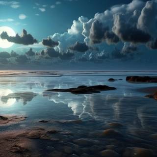 Surreal Ocean Moonlight Artwork