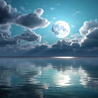 Surreal Ocean Moonlight Artwork