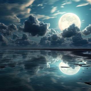 Surreal Ocean Moonlight Artwork