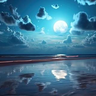 Surreal Ocean Moonlight Artwork