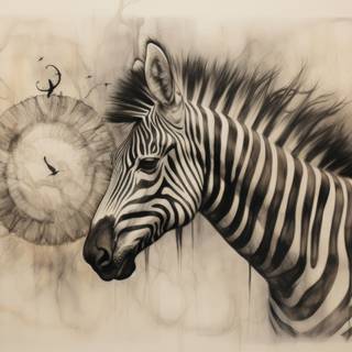 Zebra Mandala in Charcoal Style