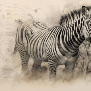 Zebra Mandala in Charcoal Style