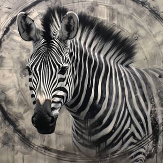 Zebra Mandala in Charcoal Style