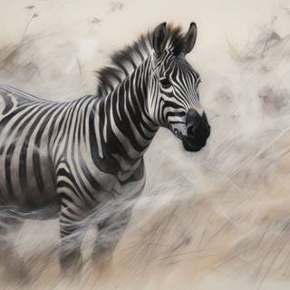 Zebra Mandala in Charcoal Style