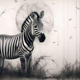 Zebra Mandala in Charcoal Style
