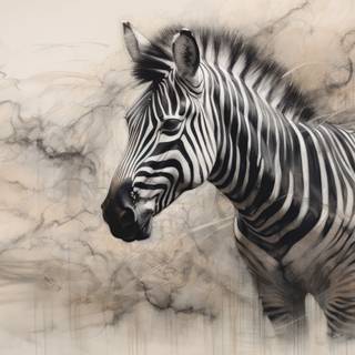 Zebra Mandala in Charcoal Style