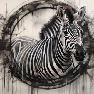 Zebra Mandala in Charcoal Style