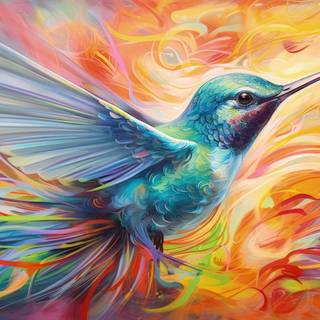 Glitching Acryl Hummingbird Artwork