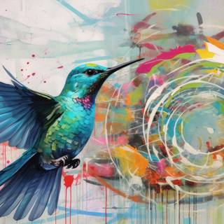 Glitching Acryl Hummingbird Artwork
