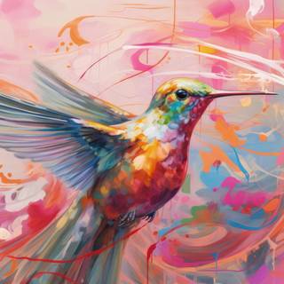 Glitching Acryl Hummingbird Artwork