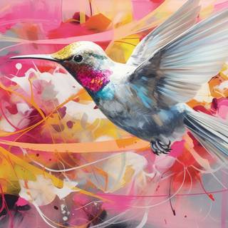 Glitching Acryl Hummingbird Artwork