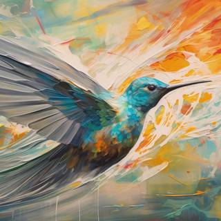 Glitching Acryl Hummingbird Artwork