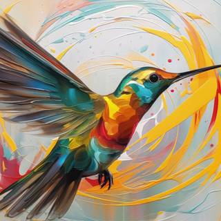 Glitching Acryl Hummingbird Artwork