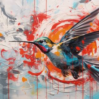 Glitching Acryl Hummingbird Artwork