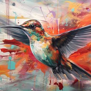 Glitching Acryl Hummingbird Artwork