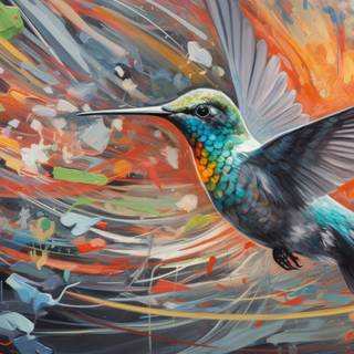 Glitching Acryl Hummingbird Artwork