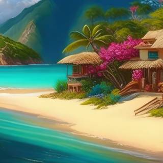 Beachside Village with Frangipani Flowers