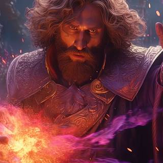 The Enchanter King with his crackling wand