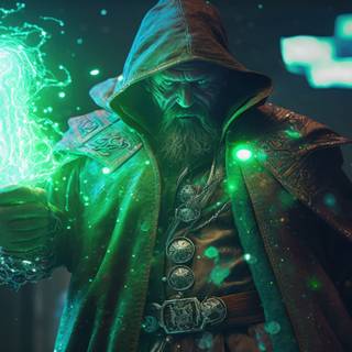 The Enchanter King with his crackling wand