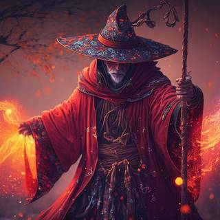 The Enchanter King with his crackling wand