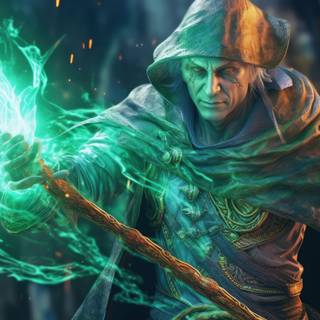 The Enchanter King with his crackling wand