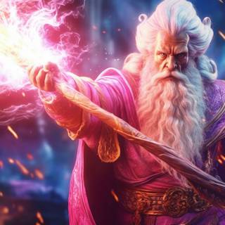 The Enchanter King with his crackling wand