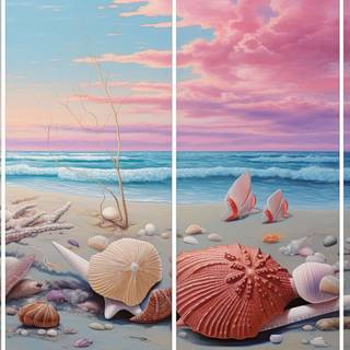 Whimsical Summer Scene with a Seashell