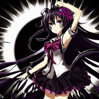Beautiful anime girl with black sun background