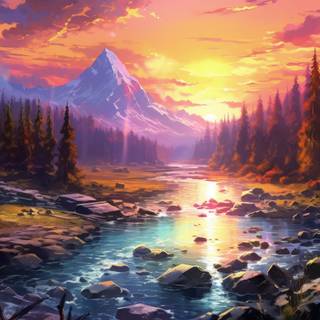 Sunset Romance on a Grassy Landscape