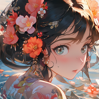 anime cute hot swimming girl 