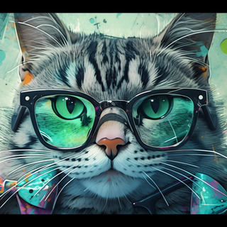 big cat with glasses 