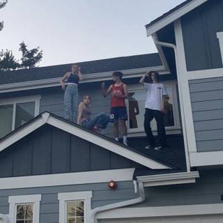 Lily and my brothers and my friend on roof like wtf