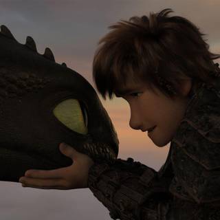 Hiccup saying goodbye to Toothless