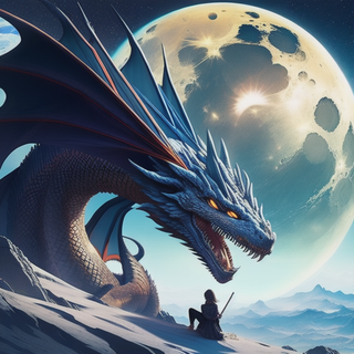 ai genarate dragon on moon
