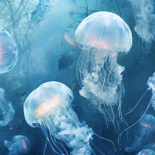 Blue jellyfishes wallpaper