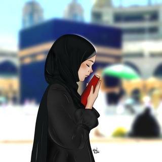 Veiled girl and Mecca